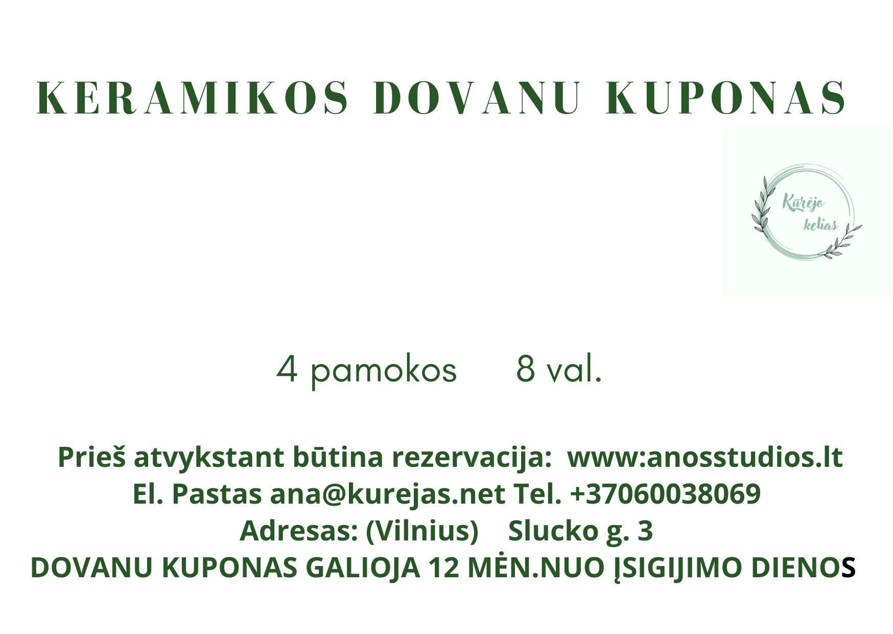 Dovanų kuponas (4 pamokos)